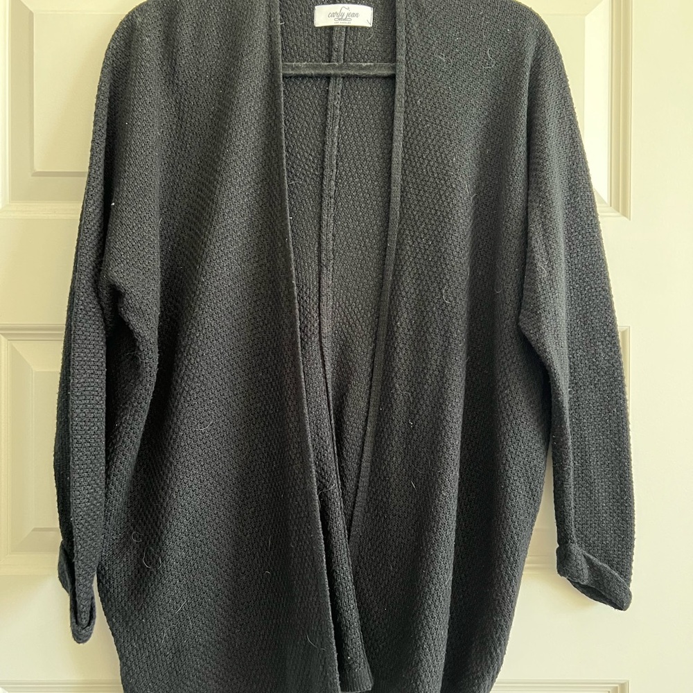 Carly Jean Los Angeles Black Open-Front Cardigan